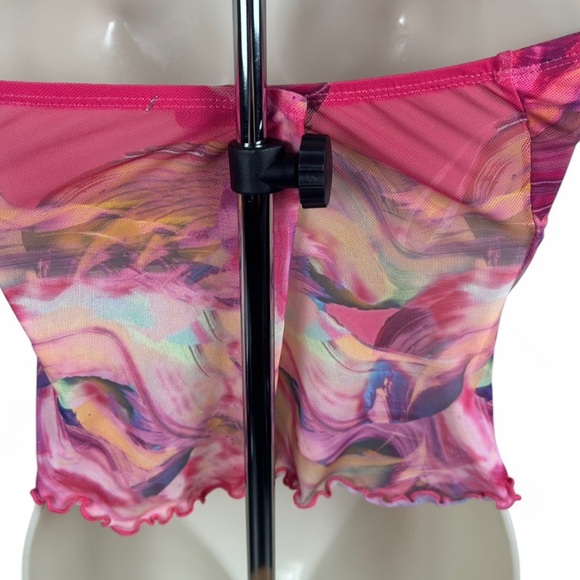 Pink Marble Mesh Strapless Tube Top - Picture 5 of 12